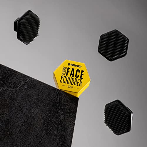 TOOLETRIES Men's Face Scrubber - Premium Silicone Facial Cleansing Brush, Gentle Exfoliator Pad & Soft-Touch Massager - Removes Dead & Dry Skin - Long Lasting Shower Accessories - Charcoal