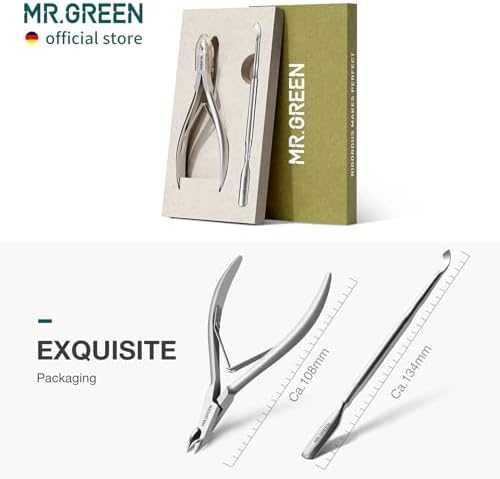 MR.GREEN Cuticle Nippers Nail Manicure Scissors Cuticle Clippers Trimmer Dead Skin Remover Stainless Steel Cutters Beauty Tool With Pusher (Mr-1028+Pusher)