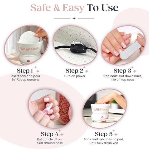 UPDATED Willopad Refills for Willowash Acrylic Nail Remover - 16 Count - Round - Willopads