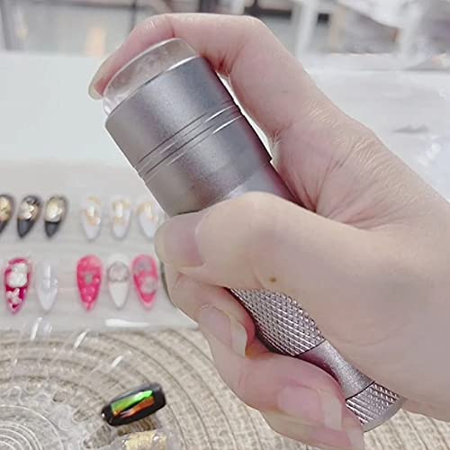Handheld Nails Art UV Press Light, UV Lamp with French Nail Stamper Head Art Stamp Polish Print Quick Dry Lamp Small Glow Flashlights with 12 LED Lights, Portable Light Nail Dryer for Gel