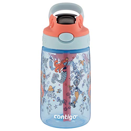 Contigo Kids Straw Water Bottle with AUTOSPOUT Lid, 14oz, Mermaids