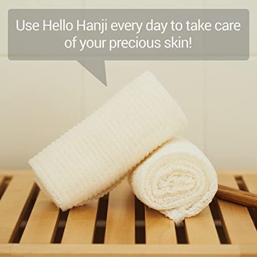 Bath Shower Sponge 2 Pack - Exfoliating Cloth for Dead Skin Cells, Dirt, and Oil Removal - Kids Washcloths Made Using Soft, Breathable & Hygienic Hanji Fabric - Hello Hanji by DEARCUS