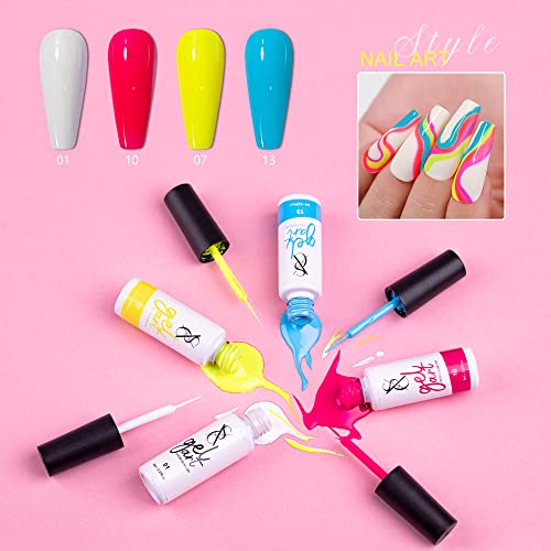SXC Cosmetics 24-Color Gel Liner Set for Nail Art - With Built-in Thin Brush for Swirl Nail Designs and Soak-Off Gel Polish