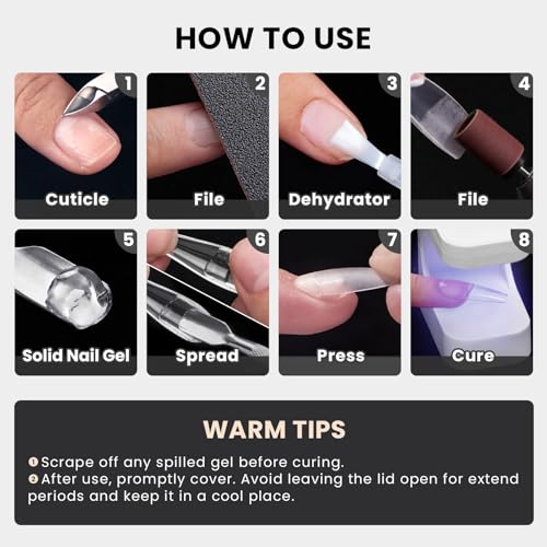 BTArtboxnails XCOATTIPS Solid Nail Glue Gel - 30g Gap-Filled Gel Nail Glue for Nail Tips Press on Nails, Upgrade Cure Needed UV Nail Gel for Acrylic Fake Nail