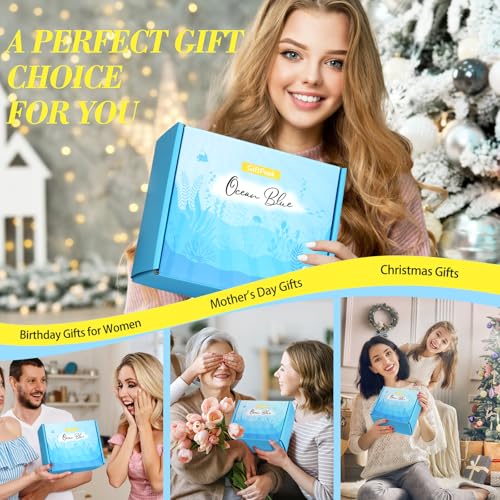 Birthday Gifts for Women, Ocean Scented Relaxing Spa Gift Baskets for Women Mom Her Wife Sister Friends Coworker Employee, Self Care Bath and Body Gift Set for Mother's Day Birthday Inspirational Gift