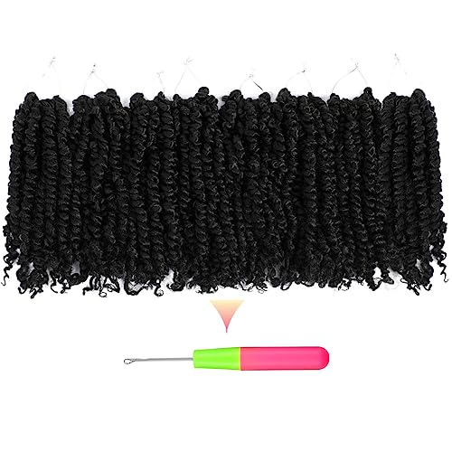 BOHOBABE Passion Twist Crochet Hair 10 Inch Short Pre looped Passion Twist Hair Pre twisted Crochet Braiding Hair 8 Packs Natural Black Women Braids (1B)