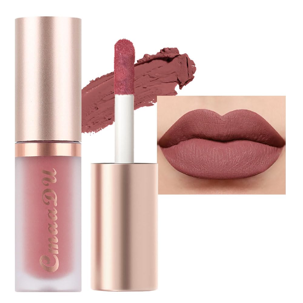 evpct 1Pcs Mauve Matte Liquid Lipstick Lip Gloss Glossy Set for Black Women 24 Hour Pink Silky Velvet Lipstick labiales matte larga duracion mate 24 horas originales 01#