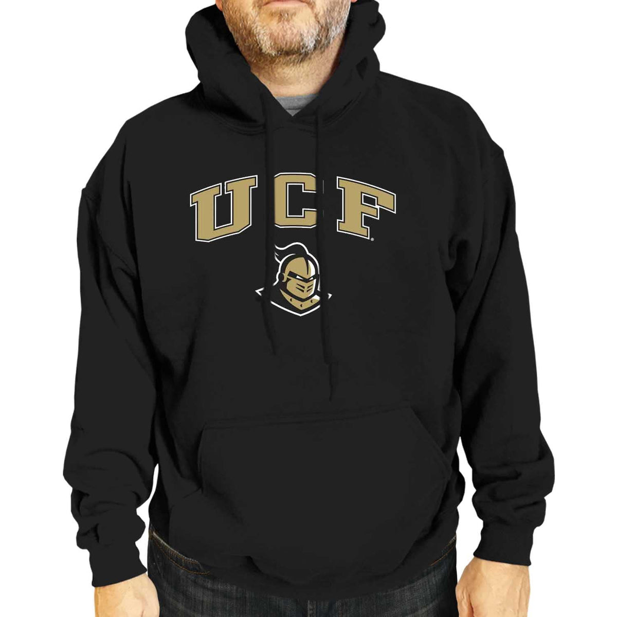 Campus Colors Adult Arch & Logo Soft Style Gameday Hooded Sweatshirt (Central Florida Knights - Black, Small)