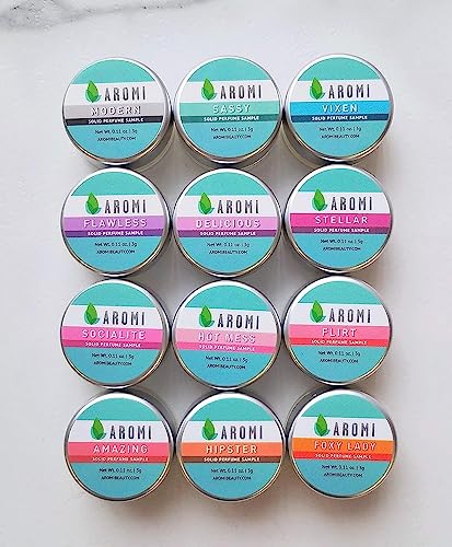 All 12 Aromi Solid Perfume Samples | Fragrance for Women, Vegan, Cruelty-free, Travel Perfume, Mini, Small Size