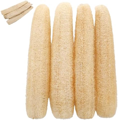 15.7-19.7 inches Natural Loofah Sponges Pack of 4 for Kitchen Dishes Body Scrubber