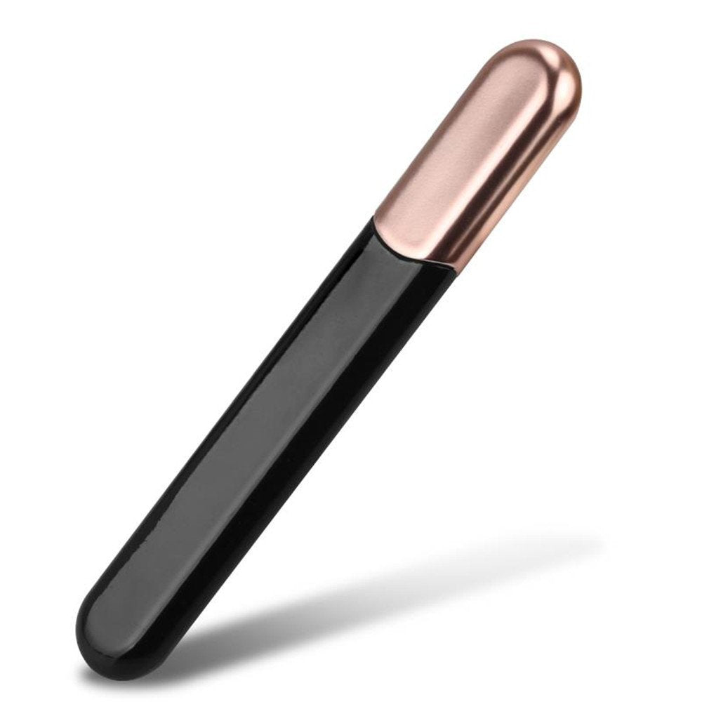 MiDenso Premium Glass Nail File with Case, Crystal Diamond Salon Best Beauty Nail Buffer for Natural and Acrylic Nails Christmas Gift for Woman and Man,Black Gold