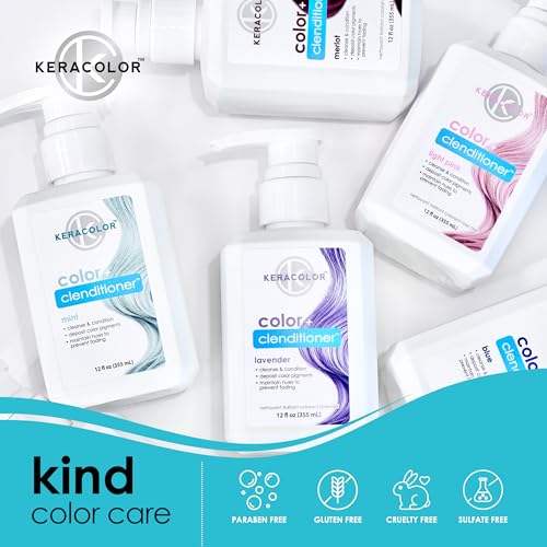 Keracolor Color + Clenditioner 3-in-1 Color-Depositing Conditioner, Gentle Cleansing Conditioner Infusing Semi-Permanent Hair Color, 9 Shades, 33.8 Fl Oz