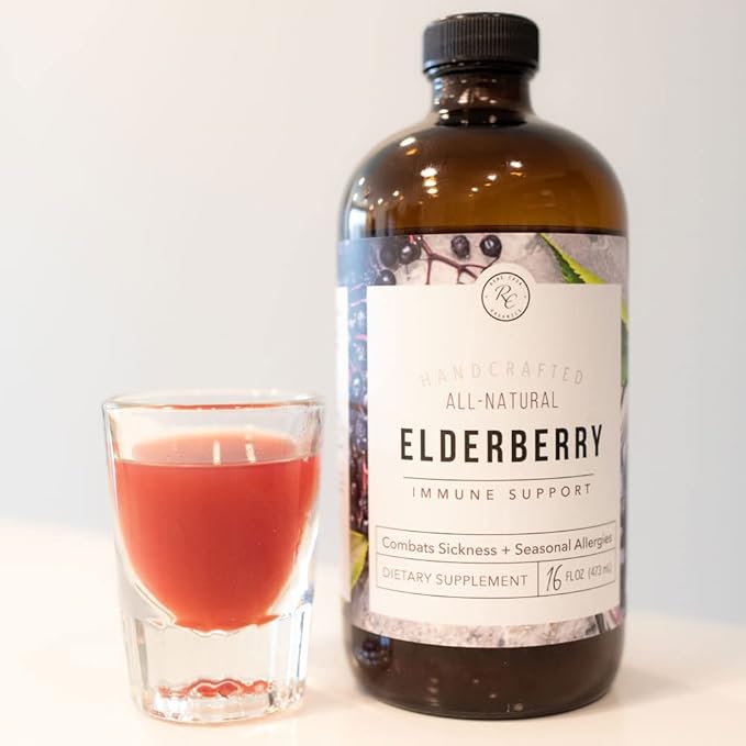 Rowe Casa Organics - Elderberry Immune Support, All Natural Elderberry Syrup with Antioxidants, Zinc and Vitamin C, for Kids and Adults (16 Fl Ounces)