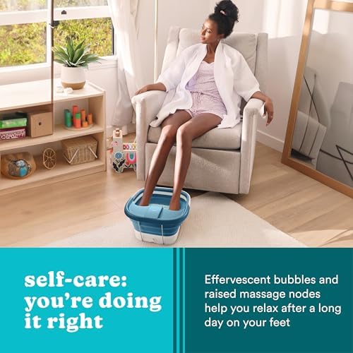 Homedics Smart Space Bubble Mate Collapsible Foot Spa, Heat-Maintaining, Bubble Massage with Pumice Stone and Splash Guard