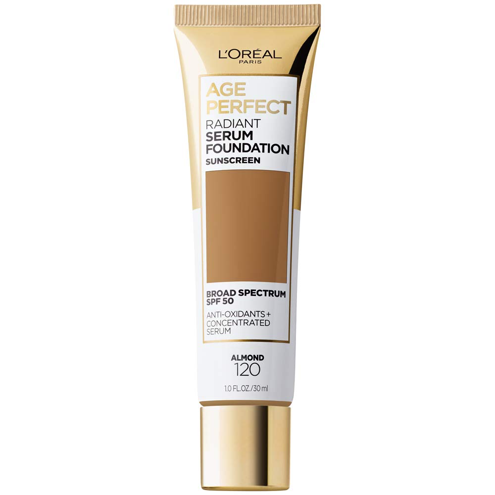 L'Oreal Paris Age Perfect Radiant Serum Foundation with SPF 50, Almond, 1 Ounce