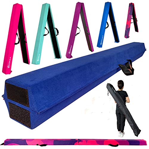 Marfula 6 FT / 8 FT / 9 FT Gymnastics Balance Beam Floor Beam - Extra Firm - Suede Cover - Anti Slip Bottom with Carry Bag For Kids/Adults Home Use (Blue, 6 FT)