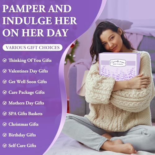Gifts for Women, Lavender Gift Baskets, Birthday Gifts for Women, Bath and Body Relaxing Spa Gifts Self Care Gifts Care Package Home Spa Bath Gifts for Mom Sister Wife Female Friends Coworker Employee