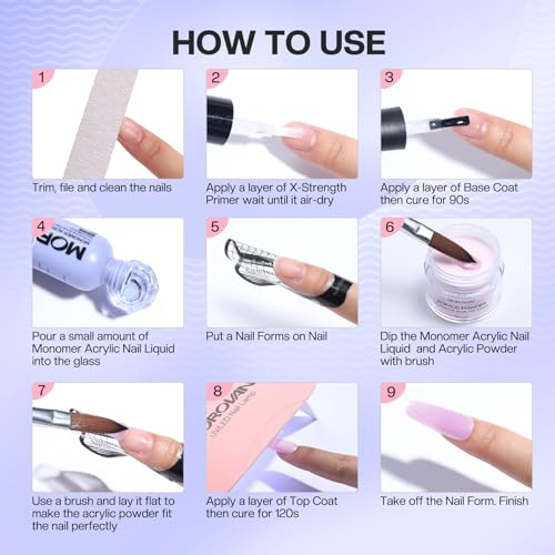 Morovan Monomer Acrylic Nail Liquid 8oz for Acrylic Powder - Professional Monomer Acrylic Nail Liquid For Acrylic Nail Extension Non-Yellowing MMA-Free