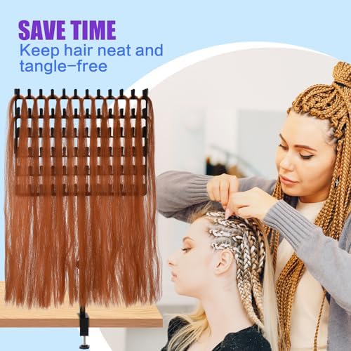 GADFISH Braiding Hair Rack Desktop, 144 Pegs Height Adjustable Braiding Rack for Hair, 360° Rotation Hair Extension Holder, Hair Rack for Hair Braider with Braiding Hair Supplies