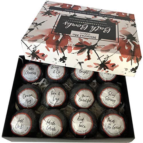 Bath Bombs for Women Relaxing with Inspirational Messages, 12 Natural and Organic Bath Bombs with Essential Oils & Skin Moisturizing Shea Butter. Birthday Gift, Appreciation Gift for Wife Girlfriend