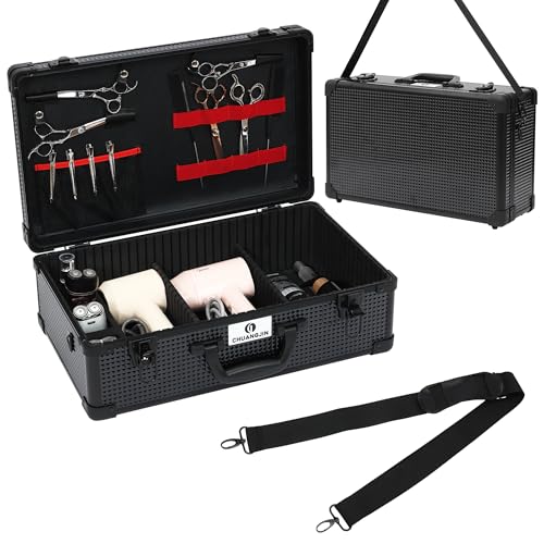 CHUANGJIN Large Barber Carrying Case, Hairdresser Tool Box Organizer Traveling Case, Portable Travel Barber Suitcase for Hair Stylist Pet Groomer Beauty Salon Makeup Artist