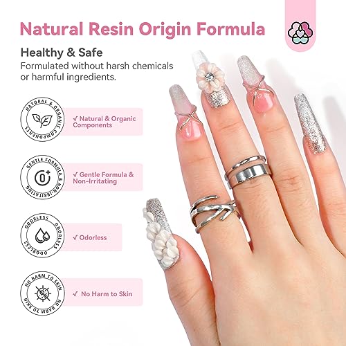 SAVILAND Non Sticky Solid Builder Nail Gel Kit: 4 Color Long-lasting Clear Nude White Pink Solid Hard Gel with Chrome Nail Powder for Nail Extension 3D Sculpting Nail Art Starter Kit DIY Home Salon