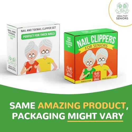 Toenail Clippers for Seniors Thick Toenails - 4-Piece Heavy Duty Nail Clipper Set with Podiatrist Grade Tools, Wide Jaw and Rotating Head Clippers for Elderly Adults
