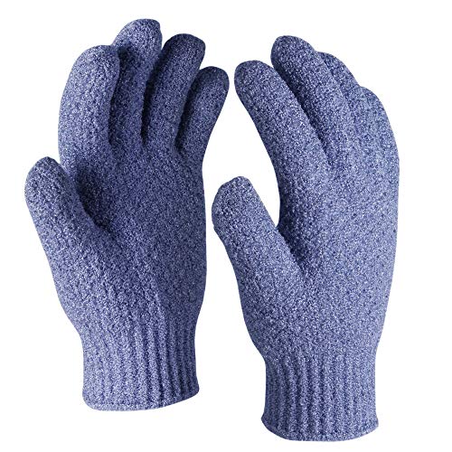 Evridwear Exfoliating Dual Texture Bath Gloves for Shower, Spa, Massage and Body Scrubs, Dead Skin Cell Remover, Gloves with Hanging Loop (2 Pairs Heavy)