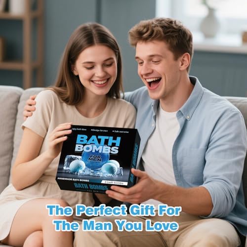 Bath Bombs for Men, 8 Pack Organic Bath Bombs Set with Natural Essential Oils, Relaxing Gifts for Men & Women, Father's Day Birthday Easter Gift for Husband Boyfriend