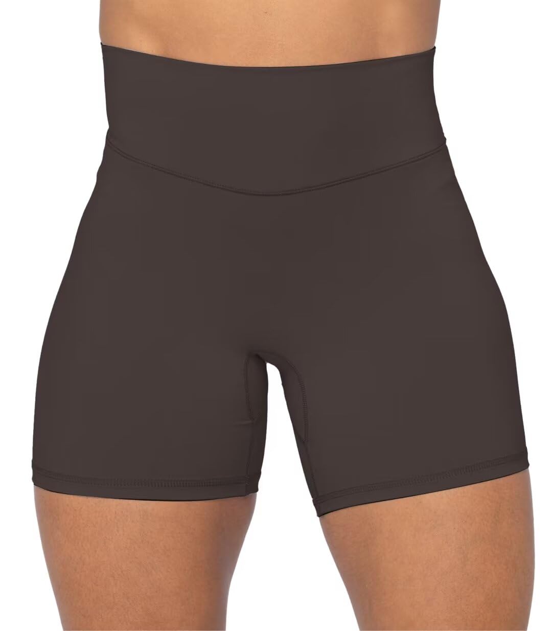 Sunzel No Front Seam High Waist Biker Shorts for Women, Squat Proof Yoga Workout Gym Bike Shorts 5" Inseam Seal Brown X-Small