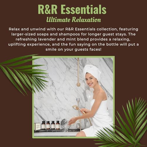 R&R Essentials Hotel Soaps and Toiletries Bundle, Vacation Home Amenities Kit - 1.5oz Shampoo, Conditioner, Shower Gel, Lotion And 2 Bar Soaps - Travel Size (120 pc)