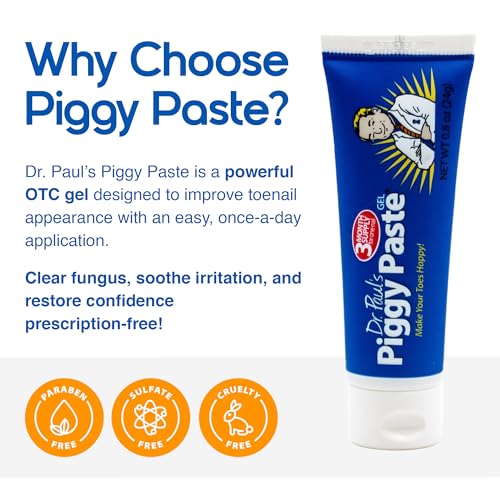 Dr. Paul's Piggy Paste Gel: Fast Acting Solution for Thick, Brittle, Yellow Nails, Restores Clear, Healthy Toenails & Fingernails, Easy, Mess Free Application Doctor Recommended Formula