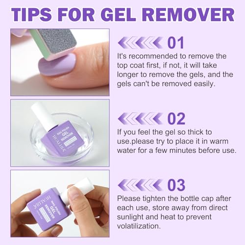 2 Pack Gel Nail Polish Remover Kit, Gel Polish Remover for Nails - Quickily and Easily Removes Gel Nail Polish at Home in 2-5 Mins - No Need for Foil, Soaking or Wrapping,15ml