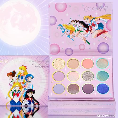 ColourPop x Sailor Moon For Love & Justice Eyeshadow Palette - Celestial Makeup Palette with Duo-Chrome, Metallic, Matte Finishes, Matte Sparkle & Glitter Finishes (0.5 oz)