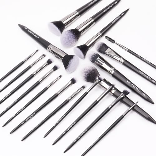Professional Makeup Brush Set,18 Pcs Travel Brochas Para Maquillaje Kit with Case,Powder Foundation Concealer Blush Eyeshadow Face Contouring Makeup Brushes,Black Make up Brushes Set with Labels