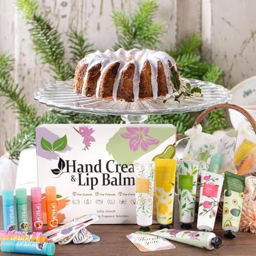 Hand Cream and Lip Balm Bulk 24 Gift Sets Party Favors for Baby Shower Bridal Shower Wedding for Guests Prizes Women Adults Bachelorette Travel With Nail Files Thank You Cards Organza Bags