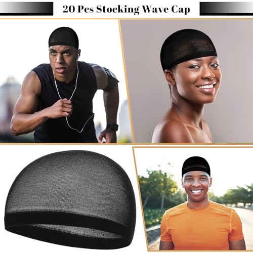 Ramede Stocking Wave Cap for Men Adult Stretchy Nylon Skull Wave Lightweight Beanie Caps Waves for Man Women(20 Pcs)