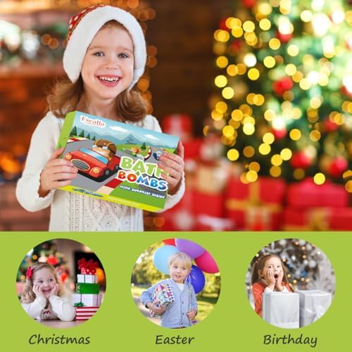 Bath Bombs for Kids with Toys Inside, 9 Pack Handmde Bath Bombs Set with Pull-Back Cars Inside, Rich Foam Color Bubble Set Boys Girls for Skin Moisturizing