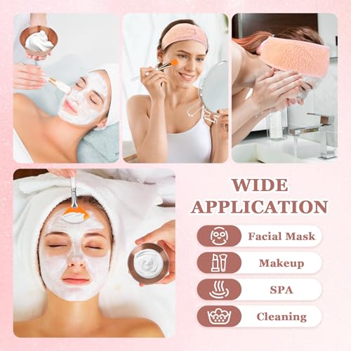 24Pcs Esthetician Supplies for Facials Set 6 Rose Gold Facial Bowls Esthetician 6 Facial Headbands 6 Facial Fan Mask Brushes & 6 Flat Brushes for Women Facial Mask Mixing Kit Facial Tools