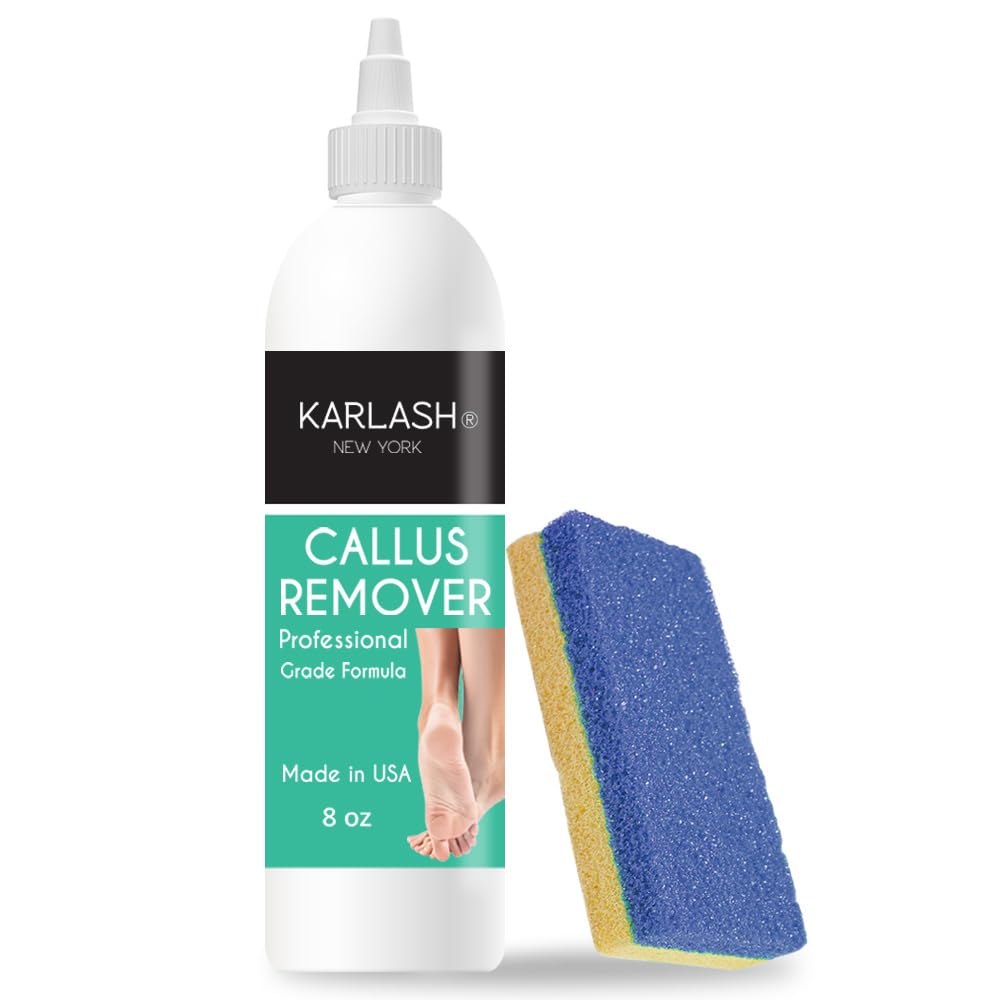 Karlash Callus Remover Gel for Feet and Foot Pumice Stone Scrubber Kit Remove Hard Skins Heels and Tough Callouses from feet Quickly and Effortless 8 Ounce