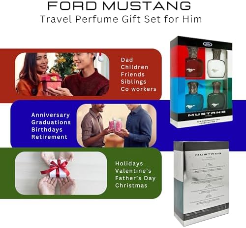 Mustang Perfume for Men Variety Gift Set Mini Travel Sprays EDT 0.51 Ounce