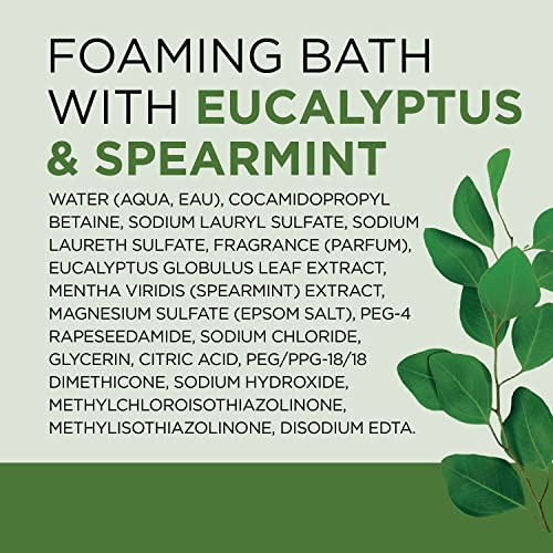 Dr Teal's Foaming Bath with Pure Epsom Salt, Relax & Relief with Eucalyptus & Spearmint, 34 fl oz (Pack of 4)