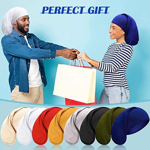 8 Pieces Unisex Dreadlock Cap Dreadlock Spandex Cap Long Hair Dreads Head Wrap Sleep Bonnet Full Cover for Men, 15 x 9 Inch (Multi Color)