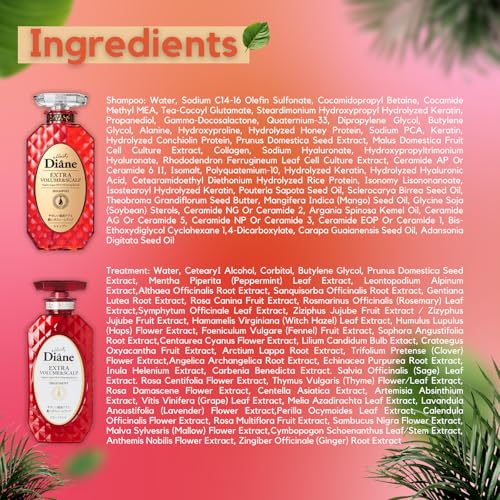 Moist Diane Hair Fall Shampoo and Conditioner Set for Fine Hair, Anti Hair Loss Shampoo for Women & Men by Argan Oil, Keratin & Ceramides from Japan, Silicone & Sulfate Free 30.4 Fl Oz VOLUME & SCALP