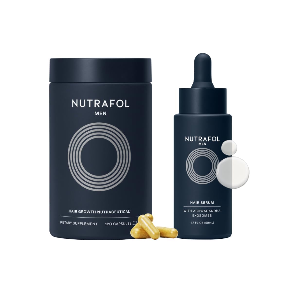 Nutrafol Men's Hair Growth Supplement and Hair Serum, Clinically Tested for Visible Thickness and Strength - 1 Month Supply, 1.7 Fl Oz Bottle