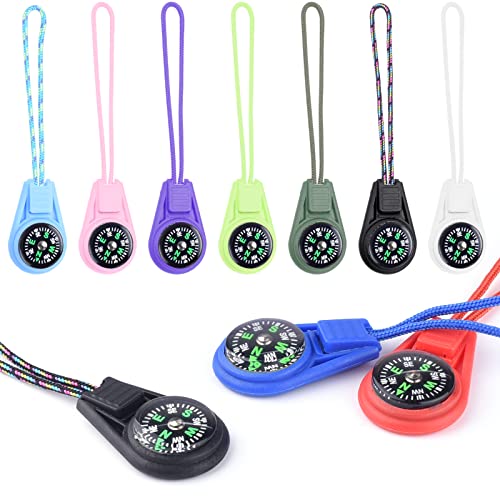 LongSLong Mini Compass for Kids Compass Keychain,Button Compass Bulk Kit,Paracord Hiking Survival Small Compasses,Kids Scout Compass 10pcs