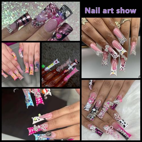 Laza 600pcs Long Duck Nail Tips 12 Sizes Box-packed Clear Duck Nails Full Cover Wide Nail Tips French False Nail Tips for Acrylic Nails Extension Tips — 44MM