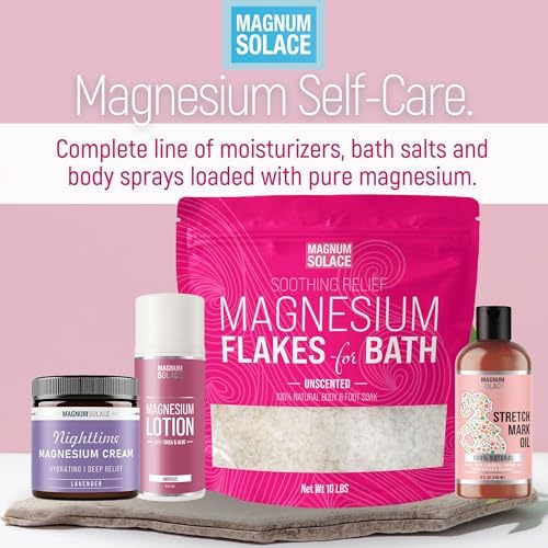 Magnesium Flakes for Bath - Magnesium Chloride Flakes Organic Pure - Unscented, 10 LBS