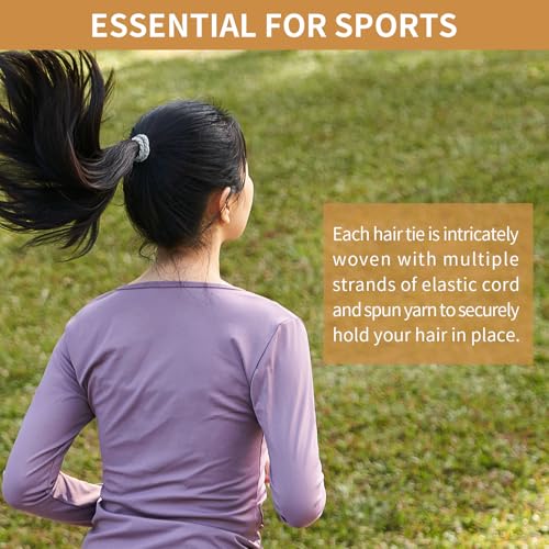 EVITA PERONI Hair Ties 12 Pcs Set, High Elastic Ponytail Holders, Hair Ties No Damage, Elastic Ties for Thick Hair Women Men, Valentines Day Gifts (Black, Brown, Orange, Apricot)