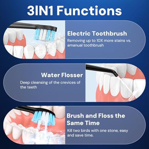 Water Floss Electric Toothbrush, Four-Mode Three-in-one Dental Cleaning Set, More Functions, Better Protection of Teeth